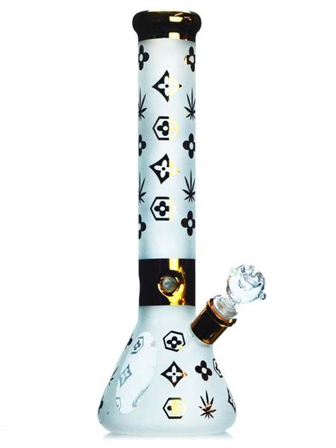 lv bong with sandblast by swerve glass 13 tall|Hieroglyphic Sandblasted Bong by SWRV — Badass .